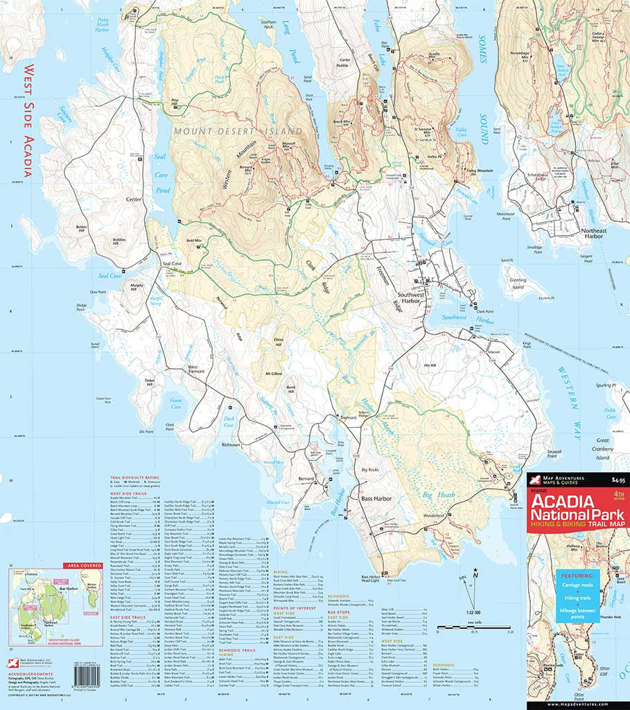 Mapa Acadia Acadia National Park - Map Adventures
